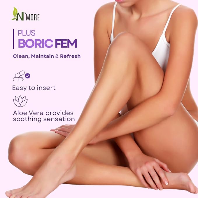 Boric Acid Vaginal Suppositories Plus Aloe Vera & FOS Probiotic Enhancer 800mg/, 30 Count All Natural Made in USA