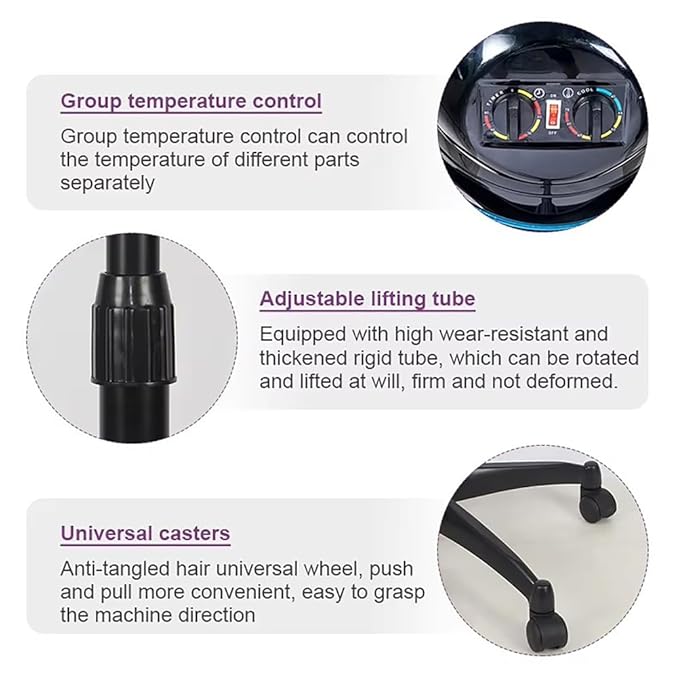 Black,B,Adjustable Hooded Floor Hair Bonnet Dryer, Machine Standing Steamer W/Wheels for Salon Home Sp Professional Hair Salon Equipment