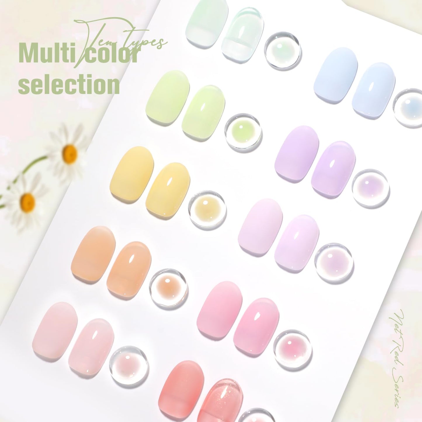Jelly Pastel Gel Nail Polish Set 10Pcs Candy Colors Collection,Translucent Spring Summer nail gel polish Manicure at Home DIY Easter Mother's Day Gifts