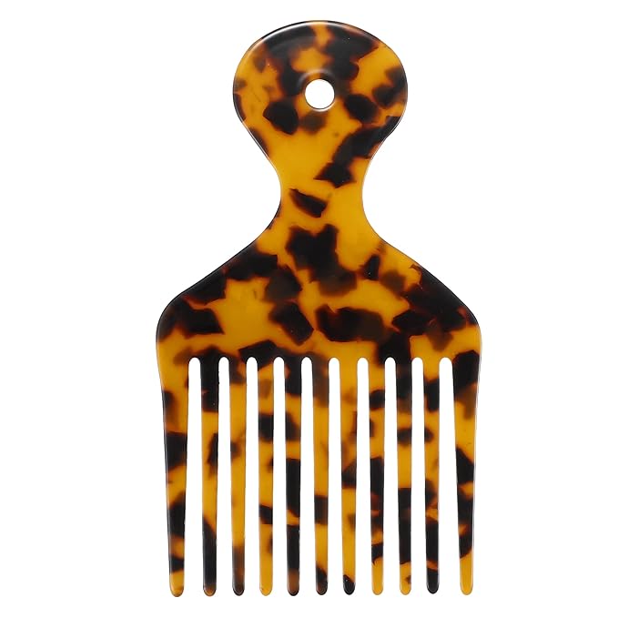 VOCOSTE Wide Tooth, Afro Hair Pick Comb, Hair Styling Tool for Men Women, Plastic, Brown, 4.8 Inch