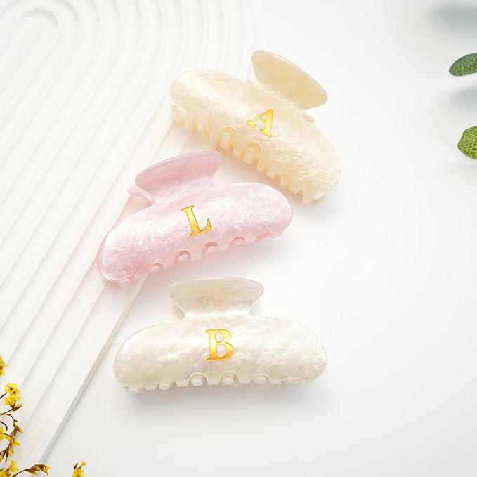 Birthday Gifts for Girls - Pink Acrylic Letter Hair Clips, Monogram Hair Claw Alphabet Large Hair Clip, Fashion Glitter Claw Clips, Teen Girl Gifts Trendy Stuff, Letter C