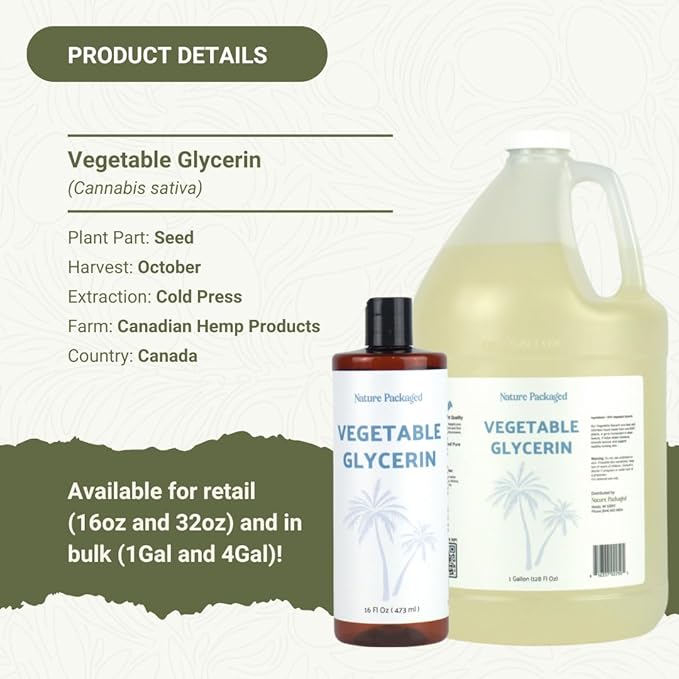 Vegetable Glycerin Oil - 100% Pure Plant Based Glycerol for DIY Skincare, Hair Care, Soap Making & Cosmetics - Vegan Moisturizing Humectant for Lotions & Creams - USP Grade 1 Gallon