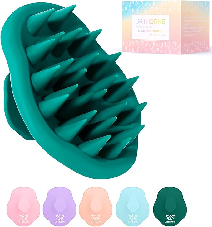 URTHEONE Scalp Massager Shampoo Brush for Hair Growth,Soft Silicone Scalp Scrubber Shower Brush for Women Men Kids Stress Relax&Scalp Exfoliator,Scalp Scrubber for Dandruff Removal (Forest)