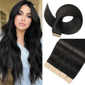 Tape in Hair Extensions Real Human Hair 24 Inch Natural Black Tape for Skin Weft Hair Extension Invisible Tape in Hair Extensions Straight Remy Human Hair for Women 20pcs