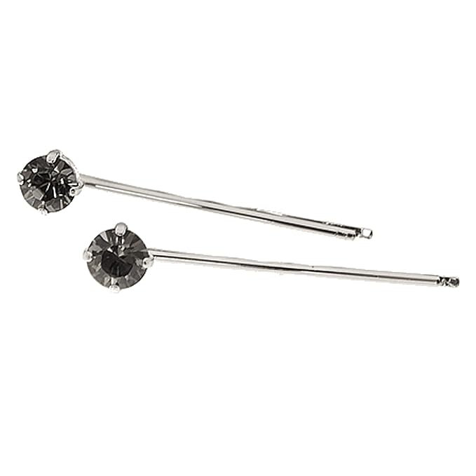 L. Erickson Little Gem Bobby Pin Pair - Black Diamond/Silver
