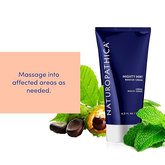 Naturopathica Mighty Mint Rescue Cream, Moisturizing Body Lotion with Peppermint & Menthol to Cool & Revive Skin, Soothing Relief for Sore Muscles, 4.2 fl oz