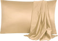 uxcell 2 Pack Silk Satin Pillowcase for Hair and Skin, Cool, Silky, Soft Breathable Pillow Cases King Size 20x36 Inch Sateen Pillowcase Caramel with Envelope Closure