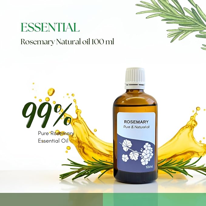 Roots & Above 3.38 Oz Pure Rosemary Essential Oil – 99% Aroma Natural Oil for Skin, Hair, Massage, Diffusers, Humidifiers, Self-Care, DIY Beauty, Candle & Soap Making
