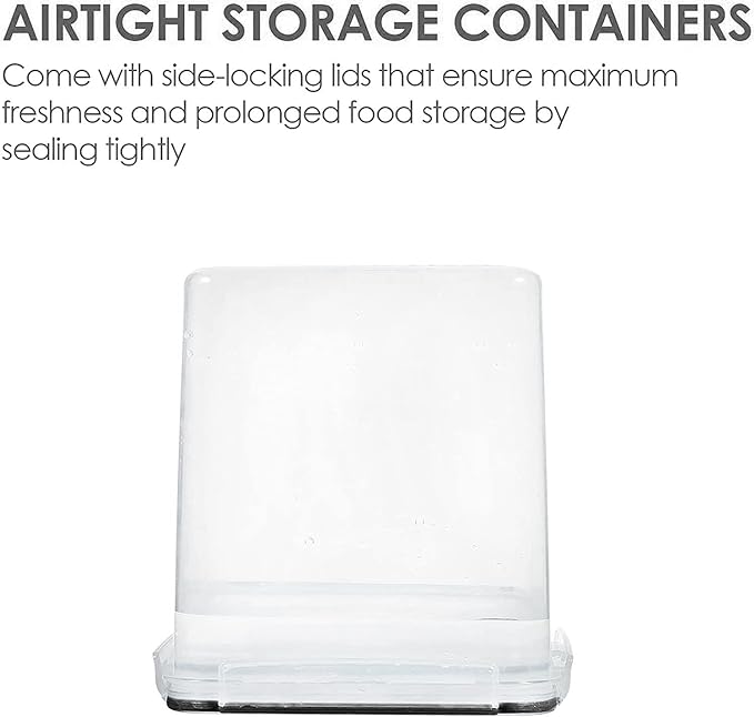 Vtopmart Food Storage Containers 4.3L / 145.4oz, 4 Pieces BPA Free Plastic Airtight Canister for Flour, Sugar, Baking Supplies, with 4 Measuring Cups and 24 Labels, Black