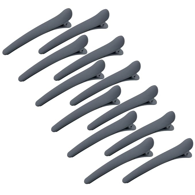 YISSION 12 PCS Hair Clips for Styling Sectioning, 3.1 Inch Matte Alligator No Crease Duck Billed Hair Barrettes for Women Girls Gray
