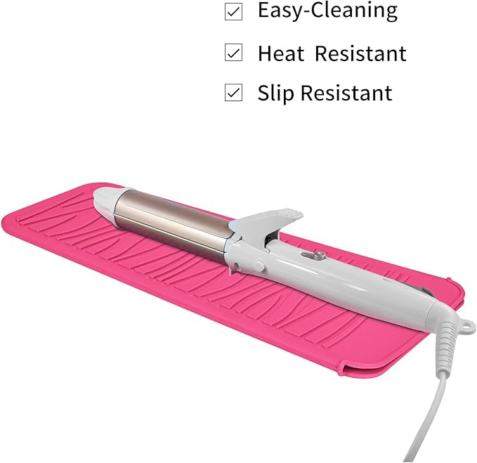 Silicone Heat Resistant Travel Mat Pouch for Hair Styling Tools (Hot Pink, 1 Pack)