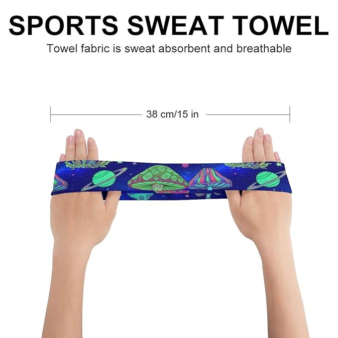 Womens Mens Headband for Running, Winter, Workout (Space Mushrooms)