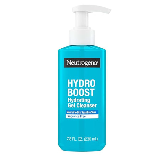 Neutrogena Hydro Boost Face Wash, Fragrance Free, Hydrating Facial Cleanser with Hyaluronic Acid, Daily Foaming Face Wash & Makeup Remover, Hypoallergenic Gel Cleanser, 7.8 fl. oz