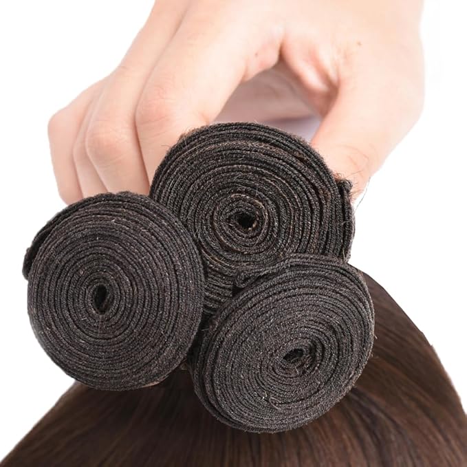 Brown Body Wave Bundles Human Hair Chocolate Brown Bundle Niegmeag Brazilian Virgin Soft and Silky Remy Hair 3 Bundles 14 16 18 Inch Double Weft Color 4 Body Wave Bundle 150g