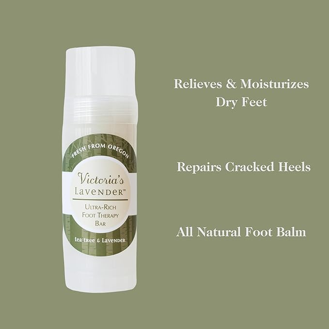 Victoria's Lavender Ultra Rich Foot Balm for Dry Cracked Feet - Heel Repair, Foot Softener Moisturizer with Lavender & Tea Tree Oil, Dry Feet Treatment & Care for Men & Women - Made in the USA - 2.5oz