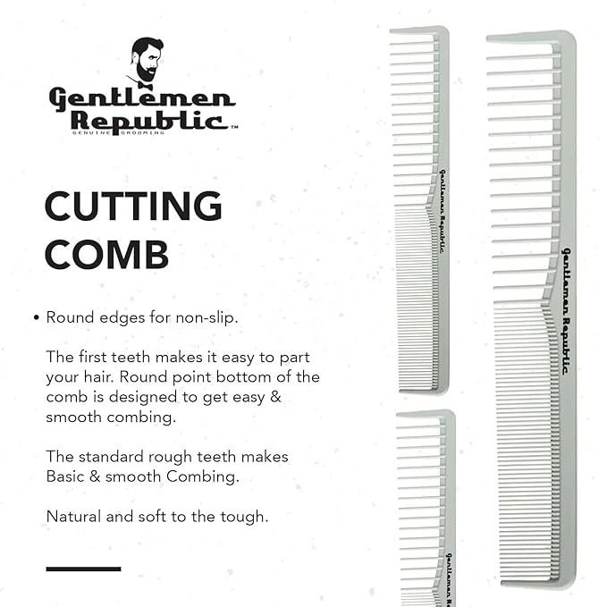 Gentlemen Republic Cutting Comb Men 1 Pc (I0110209) – Made with Carbon Ceramic Material, Lightweight Anti-Slide, Heat Resistant Up to 230°C / 450°F for Professionals & Stylist