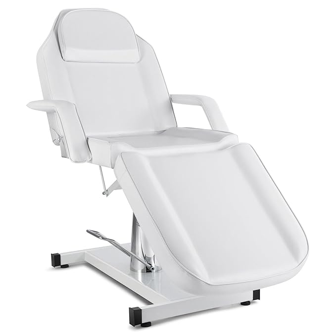Artist hand Professional Hydraulic Tattoo Bed Swivel aesthetician Chair Adjustable Beauty Esthetician Spa Table for Eyelash Facial Bed Extensions Salon Equipment (White)