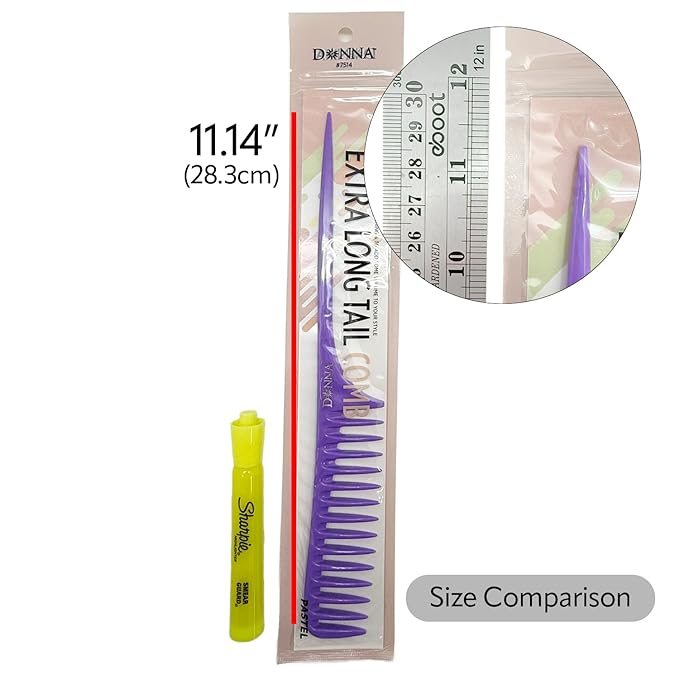 DONNA Extra Long Tail Comb – Wide Tooth Styling Comb with Long Handle for Parting, Sectioning & Braiding – Anti-Static Pastel Hair Comb for Natural & Curly Hair, PINK COLOR 1PC