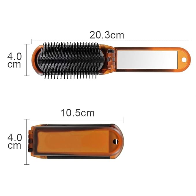 3-Pack Travel Hair Brush for Women, Mini Folding Hair Brush for Wet & Dry, Ultrasoft Small Pocket Mirror Brush for All Hair Types