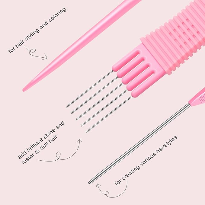 TsMADDTs Hair Combs Set, 3PCS Fine Tooth Rat Tail, Parting, Lift Teasing Combs for Women and Men Hair styling