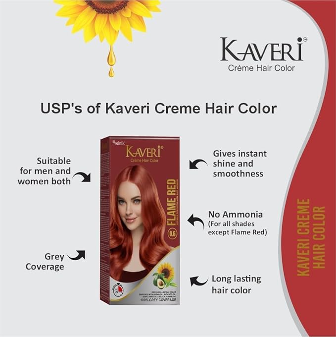 Creme Hair Color Permanent Hair Dye Color - With Improved Creme Formula for 100% Gray Coverage Ammonia Free Hair Color Dye for Rich Bright Long lasting (Flame Red, 3.04 Fl Oz)