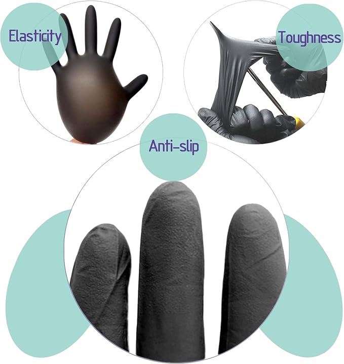 Nitrile Food Safe Disposable Exam Gloves Latex Free Powder Free Non-Sterile Cooking Cleaning 3 Mil