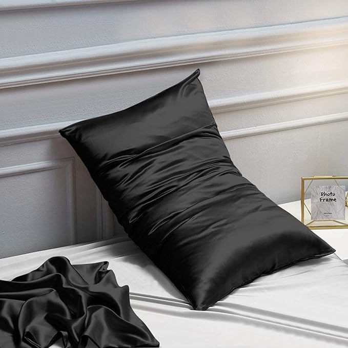 NTBAY Satin Body Pillowcase for Hair and Skin, Luxurious and Silky Pillow case with Envelope Closure, 20x54 Inches, Black