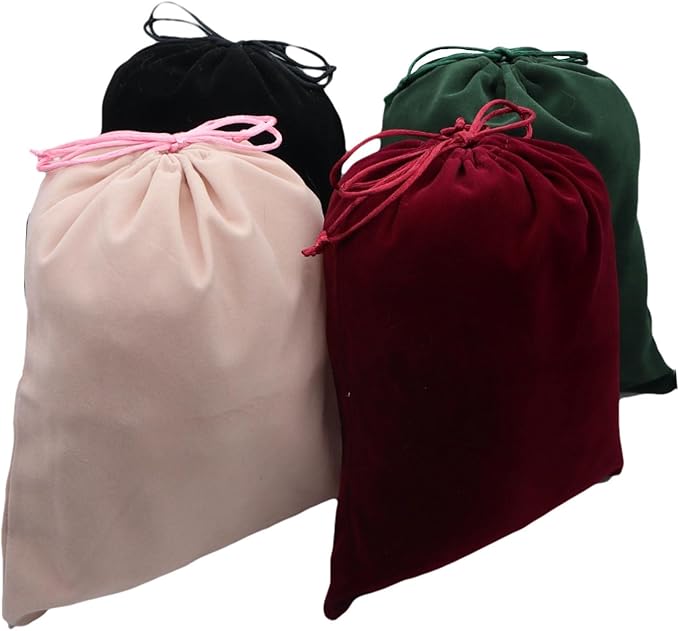Aestivate 8 Pack Large Velvet Drawstring Pouch, Velvet Bag 8×10 Inch Storage Bag Cosmetics Pouches Dust Bag 8 Pieces (Green)