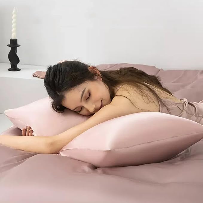 Premium Natural Mulberry Silk Pillowcase for Sleeping Women Made in USA, 22 Momme Pure Silk Pillow Cases with Zipper Standard Size, Oeko-TEX Certified, 1 Pc 20"x26" (Standard, Dusty Rose)