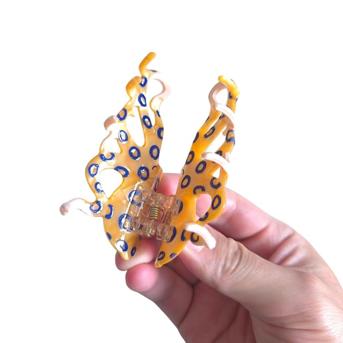Cute Small Blue-Ringed Octopus Hair Clips,Novelty Acetate Ocean Octopus Claw Clip
