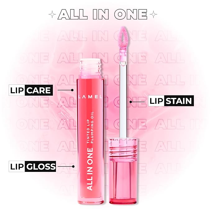 All-in-One Lip Oil - Lightweight, Tinted, Plumping, Hydrating Lip Gloss - Lip Balm for Day & Night Use, Long-Lasting Lip Stain, Lip Glow Oil, No-Sticky Gloss, Lip Plumper Tint - Peachy №401
