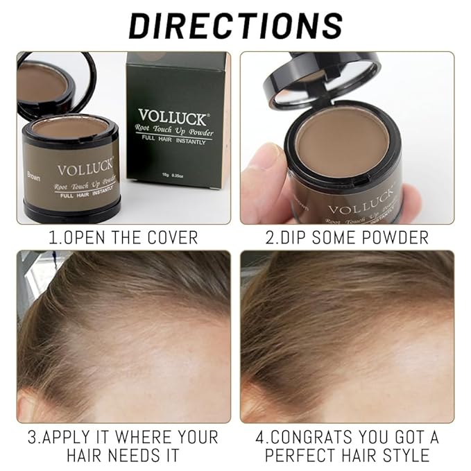 VOLLUCK Root Touch up Powder, Instant Hairline Powder for Thinning Areas and Gray Hair Coverage, Natural and Non-greasy Root Cover up for Women and Men (Medium Blonde, 0.35 Ounce)