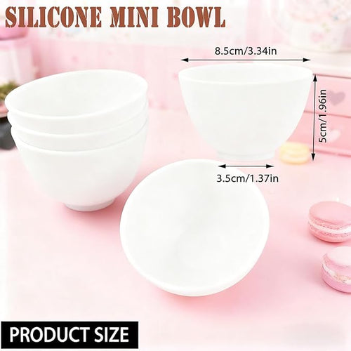 5-Piece Silicone Mixing Bowl Set, 3.3-Inch Microwaveable Silicone Bowls for Facial Masks, Mud Masks, and Other Skin Care Products Facial Bowls for Estheticians. (White)