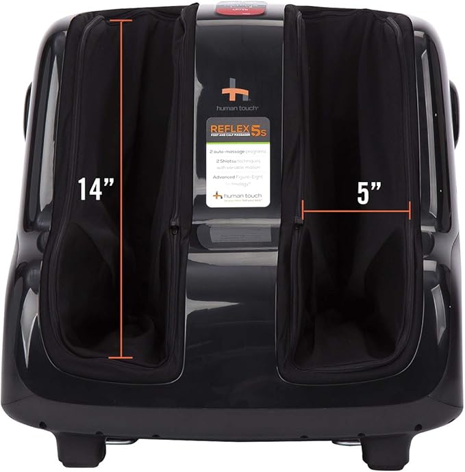 Human Touch Reflex5s Foot & Calf Massager for Stress & Plantar Fasciitis Relief+Relaxation +Kneading & Compression for Circulation Support -1 Year Warranty - Adjustable Fit for Women & Men Size 12