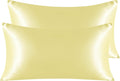 NTBAY 2 Pack Satin King Pillowcases for Hair and Skin, Luxurious and Silky Pillow Cases with Envelope Closure, 20x40 Inches, Light Yellow