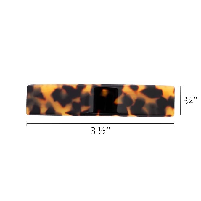 France Luxe Tortoise Hair Barrette for Thin Hair, Classic Rectangle French Barrette for Women, Lightweight and Comfortable, Strong Hold, Tokyo