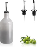 Sweejar Ceramic Olive Oil Dispenser Bottle, Opaque Oil Cruet Protects Oil to Reduce Oxidation, Suitable for Storage Vinegar, Coffee Syrups & Other Liquids, Pack of 1, 15.5 Fl Oz (Gradient Fog Gray)