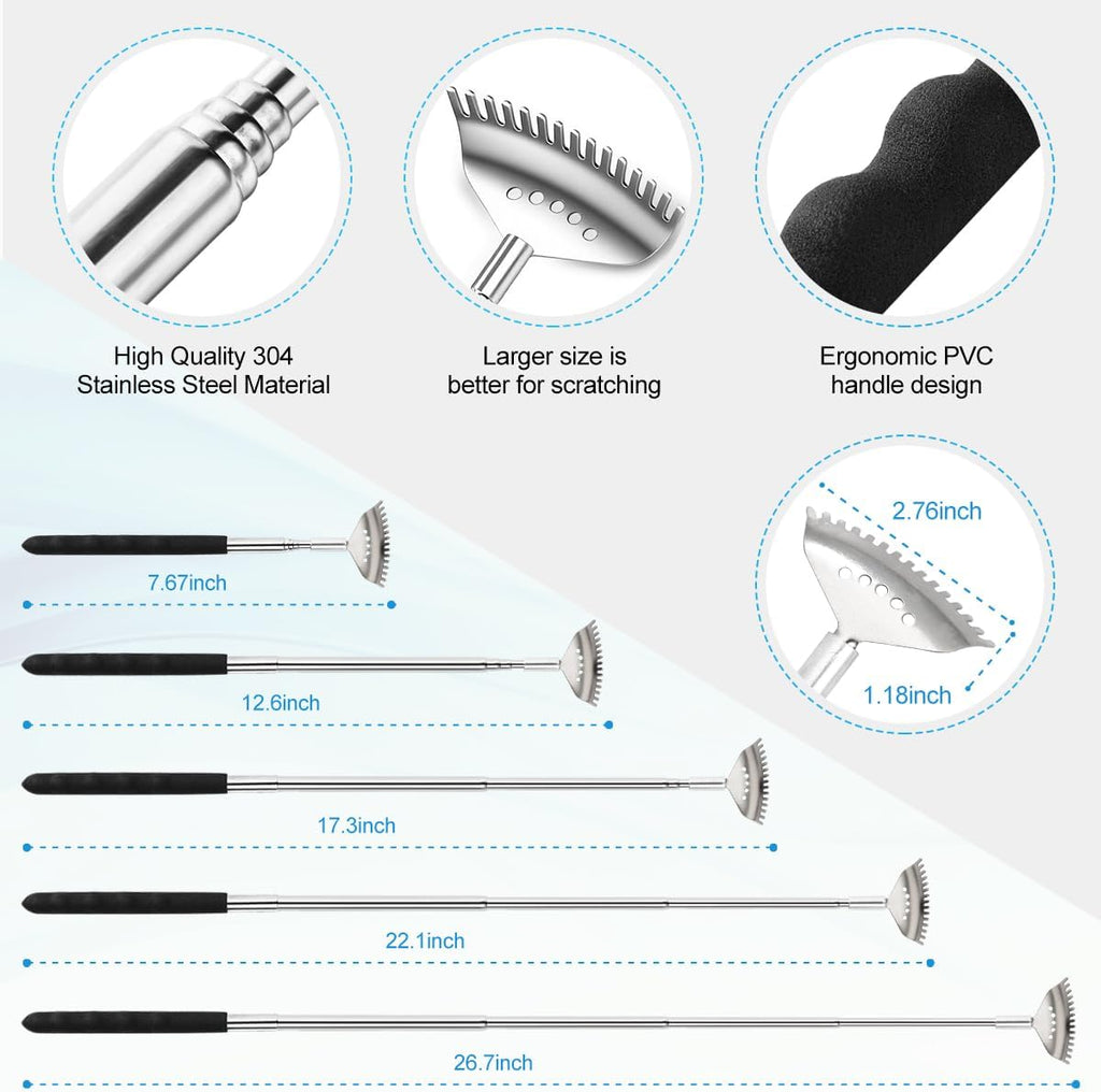 4-Piece Extendable Back Scratcher Set with Rubber Handles