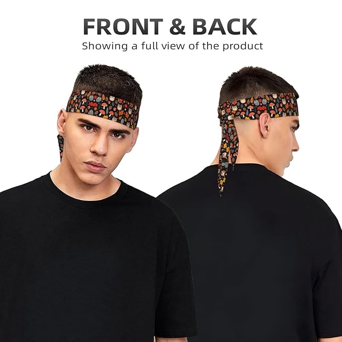 Men Women Novelty Sports Sweat Bands Hair Accessories for Sports Workout Shower, Elastic Multi Style Floral Owls Fall Leaves Mushroom Hair Band Headdress