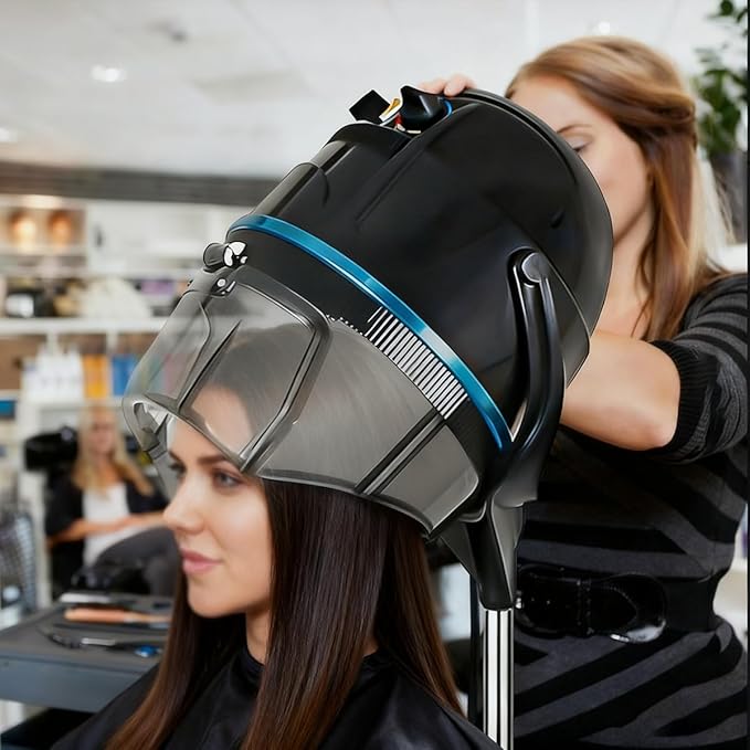 Black,B,Adjustable Hooded Floor Hair Bonnet Dryer, Machine Standing Steamer W/Wheels for Salon Home Sp Professional Hair Salon Equipment