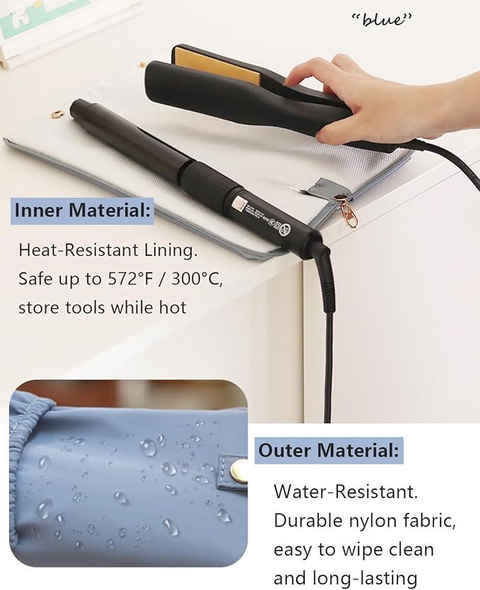 Lifeplus Holder & Mat for Hot Tools, Curling Iron Flat Iron Heat Resistant Hair Tools Travel Bag - Ideal for Home, Travel, Gift (Black)