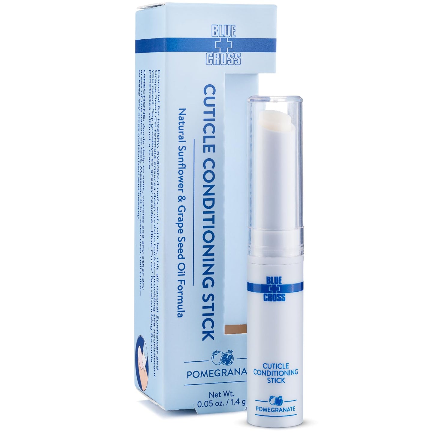 Blue Cross Cuticle Balm Conditioning Stick, Scented Cuticle Softener Oil Balm with Nourishing Sunflower & Grape Seed Oil, Professional Nail Care Supports Dry + Damaged Cuticles, 0.05oz, Pomegranate