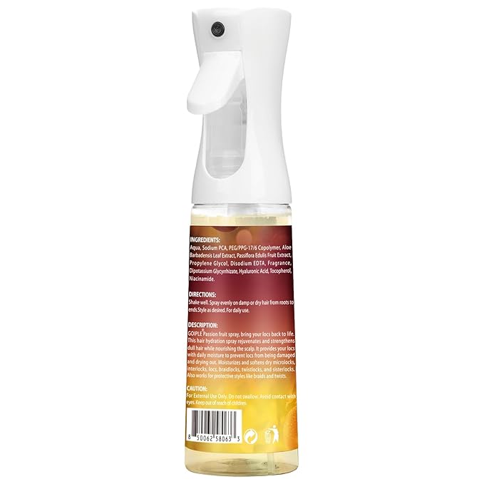 Loc Moisturizing Spray for Dull, Dry Locs - Daily Passion Fruit Hair and Scalp Moisturizer for Dreadlocks, Sisterlocks, Microlocks, Braids- Lightweight Refreshing Moisturizer Loc Spray for Anti-frizz