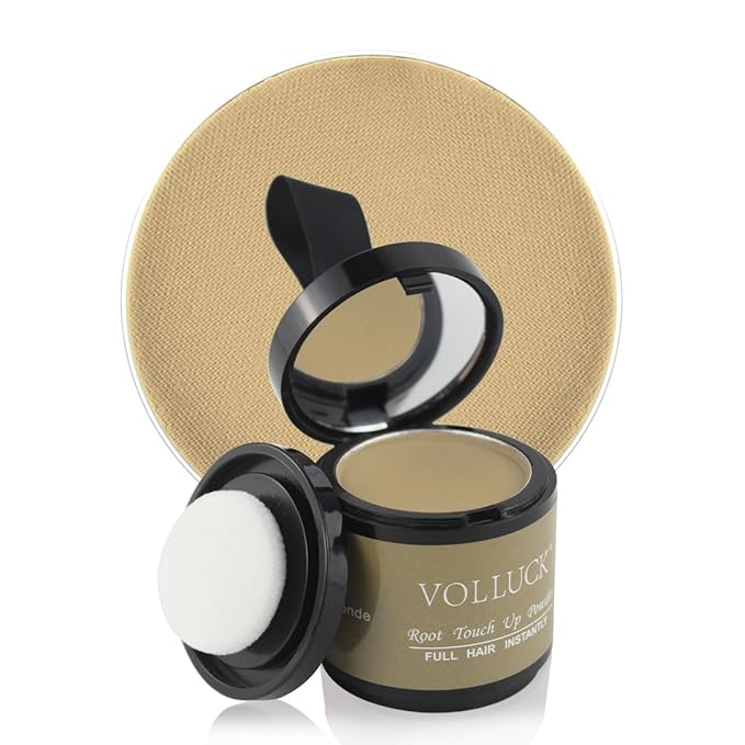 VOLLUCK Root Touch up Powder, Instant Hairline Powder for Thinning Areas and Gray Hair Coverage, Natural and Non-greasy Root Cover up for Women and Men (Blonde, 0.35 Ounce)
