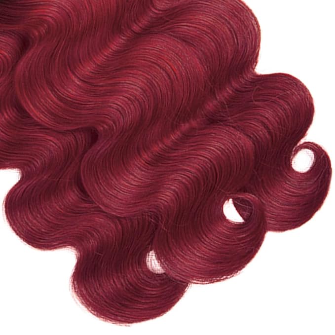 28 30 32 Inch Ombre Bundles Human Hair 99j Body Wave Bundles 2 Tone Black and Red Body Wave Bundle Niegmeag Brazilian Virgin Soft and Silky Remy Hair Extensions 300g