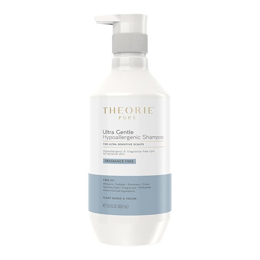 Theorie PURE Ultra Gentle Hypoallergenic Shampoo – Plant-Based & Vegan – Fragrance-Free – Designed for Delicate Scalp Care – Pump Bottle – 400mL