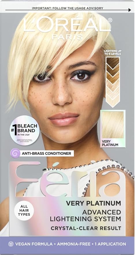 L'Oreal Paris Feria Multi-Faceted Shimmering Permanent Hair Color, Very Platinum, Pack of 1 Hair Dye Kit