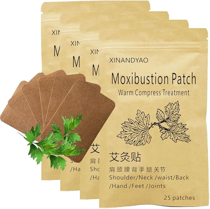 100 Patches Moxibustion Herbal Warming Patch – Mugwort Self-Heating Pads, Comfort for Back, Neck, Shoulder, Knee & Joints, Traditional Chinese Inspired (12 * 8cm)