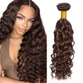 Brown Human Hair Bundles Chocolate Brown Water Wave Bundles 22 Inch Niegmeag Virgin Soft and Silky Remy Hair Extensions Color 4 Wet and Wavy Bundle Double Weft Hair Weave 100g