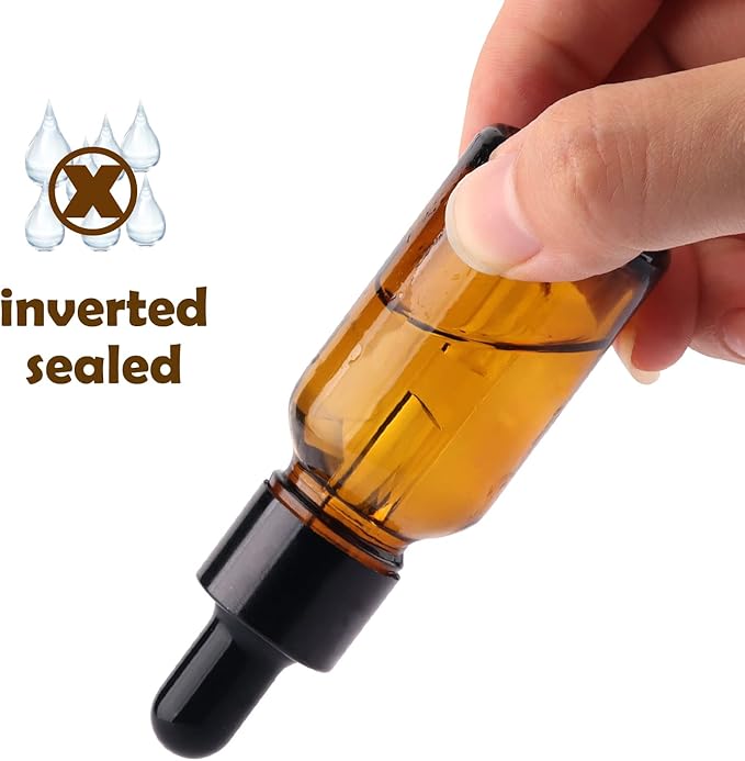 1/2 oz Glass Dropper Bottle, 15ml Amber Tincture Bottle with Dropper, Label, Leak-Proof Travel Dropper Bottles for Essential Oils, Fragrances and Concentrated Tincture Extracts (8 Pcs)